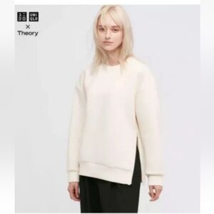 Theory x Uniqlo Pullover Lightweight Relaxed Sweatshirt sz L ivory